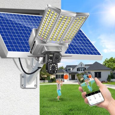  2025 Solar-Powered 3MP Dual Lens Outdoor WiFi CCTV Camera

