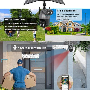 4MP Solar Powered Dual Lens WiFi Outdoor Security Camera with 4G