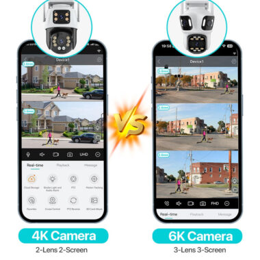 6K Three Lens PTZ WiFi Outdoor Security Camera with Auto Tracking
