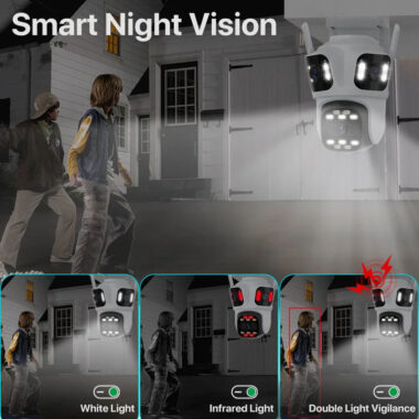 6K Three Lens PTZ WiFi Outdoor Security Camera with Auto Tracking