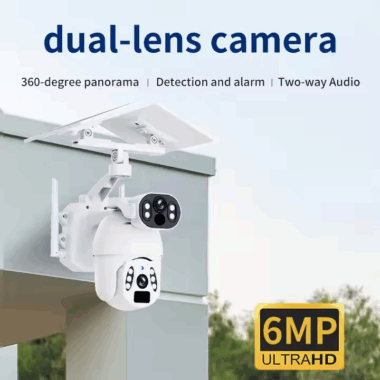 6MP Dual Lens Solar Outdoor WiFi CCTV Camera with Night Vision and 4G SIM Card