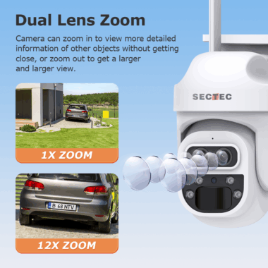 6MP Dual Lens 12X Zoom 4G Solar PTZ Camera for Outdoor Home Security