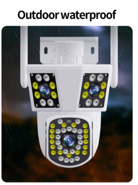 9MP Three-Lens Outdoor WiFi IP Security Camera with PTZ and Night Vision