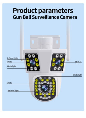 9MP Three-Lens Outdoor WiFi IP Security Camera with PTZ and Night Vision