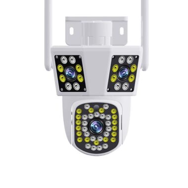 9MP Three-Lens Outdoor WiFi IP Security Camera with PTZ and Night Vision
