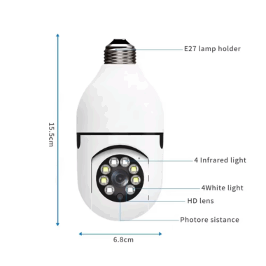 A6 PTZ E27 1080P WiFi Bulb Camera with 360° View and Night Vision
