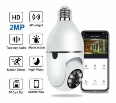 A6 PTZ E27 1080P WiFi Bulb Camera with 360° View and Night Vision
