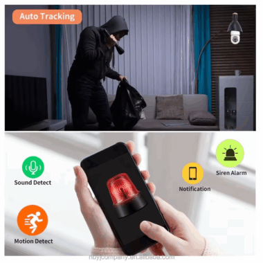 A6 PTZ E27 1080P WiFi Bulb Camera with 360° View and Night Vision