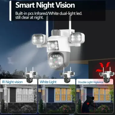  Outdoor WiFi PTZ Camera with Triple Screen and Adjustable Angle