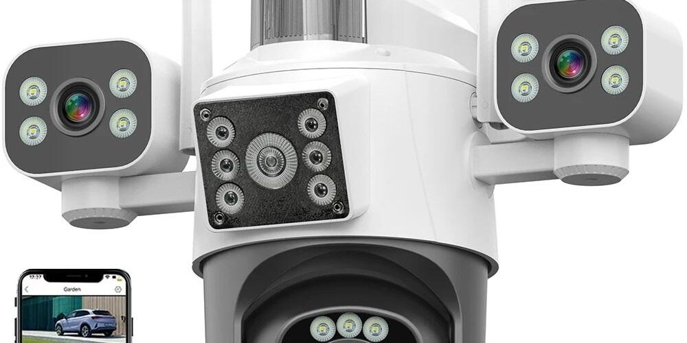 Outdoor WiFi PTZ Camera with Triple Screen and Adjustable Angle