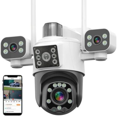  Outdoor WiFi PTZ Camera with Triple Screen and Adjustable Angle