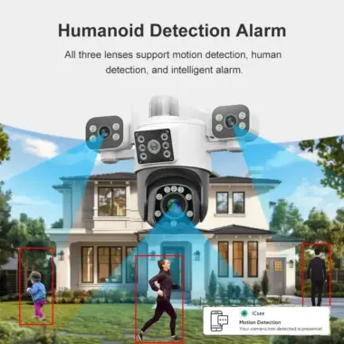  Outdoor WiFi PTZ Camera with Triple Screen and Adjustable Angle