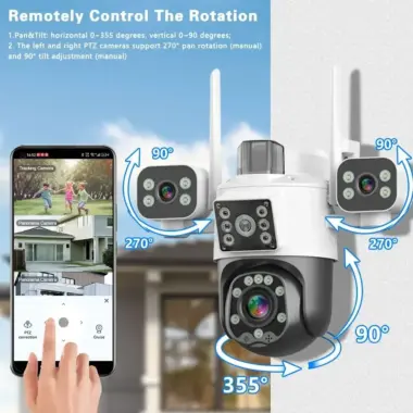  Outdoor WiFi PTZ Camera with Triple Screen and Adjustable Angle
