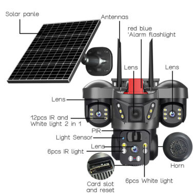  V380 Pro 3K Solar Outdoor WiFi Camera with 4G and PTZ Motion Detection