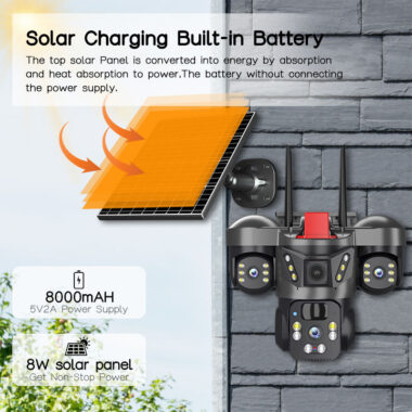  V380 Pro 3K Solar Outdoor WiFi Camera with 4G and PTZ Motion Detection